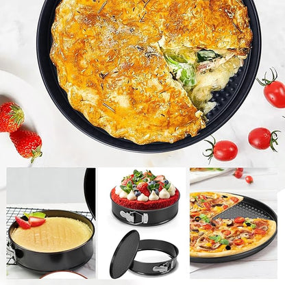 Springform Cake Pan Set of 3 (4, 7, 9 Inch) Round Leakproof Nonstick Cheesecake Pans with Removable Bottom Carbon Steel Bakeware