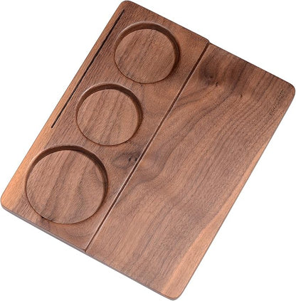 Normcore Tamping Station - Natural Walnut Espresso Tamping Mat - Wooden Tamping Mat for 51/54/58mm Portafilter, Tamper, Distributor, Puck Screen and Portafilter - Genuine American Walnut Wood