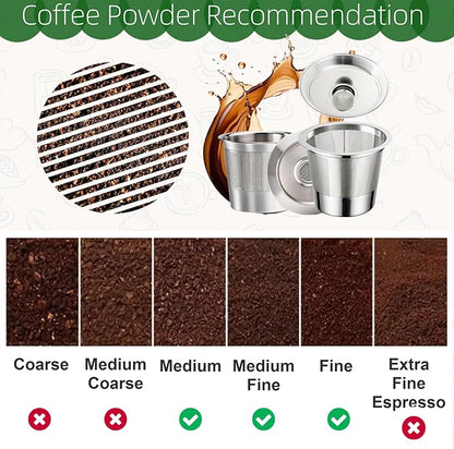 2 Pack Reusable K Cups for Keurig, Stainless Steel Reusable K Pods Coffee Filter, Refillable K Cups Compatible with Keurig 1.0
