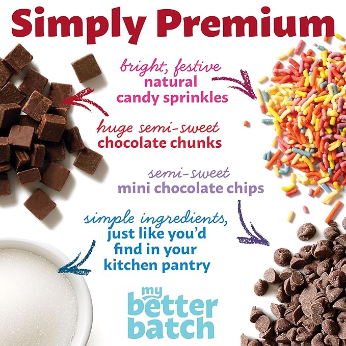 My Better Batch, Celebration Sprinkle Cookie Mix, Simple Cookie Recipe, Celebration Sprinkle Cookies,Makes 96 Large Cookies, Non GMO, Kosher, 16oz (Pack of 6)