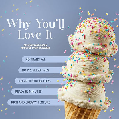 Triple Scoop - Premium Birthday Cake Ice Cream Mix For Ice Cream Maker. Simple, Easy, Delicious. From Gourmet Mix To Maker in 5 Minutes, Makes 2 Creamy Quarts, Made in USA (1 Pack, Birthday Cake)