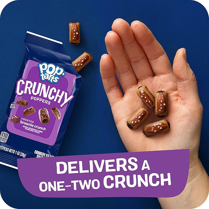 Pop-Tarts Crunchy Poppers Crunchy Filled Snack Pieces, Kids Snacks, On-the-Go, Frosted Brownie Crunch (6 Boxes, 30 Pouches)