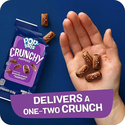 Pop-Tarts Crunchy Poppers Crunchy Filled Snack Pieces, Kids Snacks, On-the-Go, Frosted Brownie Crunch (6 Boxes, 30 Pouches)