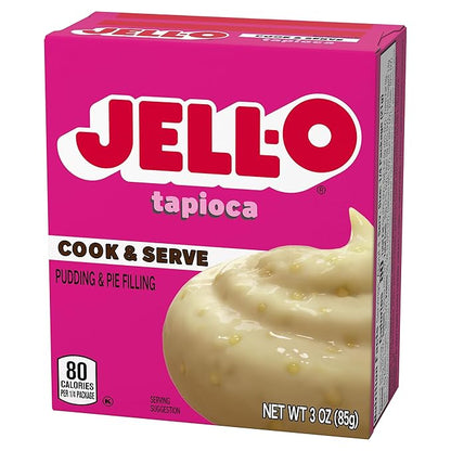 Jell-O Cook & Serve Tapioca Fat Free Pudding & Pie Filling Mix (24 ct Pack, 3 oz Boxes)