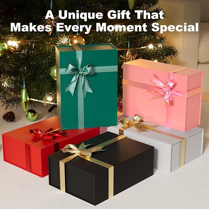 Large Pink Gift Box with Lid: 2 Pack 13.5×10×5 Inches - Strong Magnetic Closure for Valentines Birthdays Wedding Gifts – Perfect for Couples Friends Family