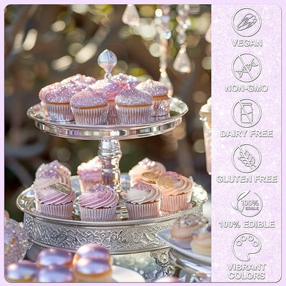 Iridescent Purple Edible Glitter - 5g Food Grade Cake Decorating Shimmering Glitter, Edible Sprinkle Luster Dust for Drinks, Chocolates, Fondant, Strawberries, Cupcakes, Candy, Cookie - Vegan