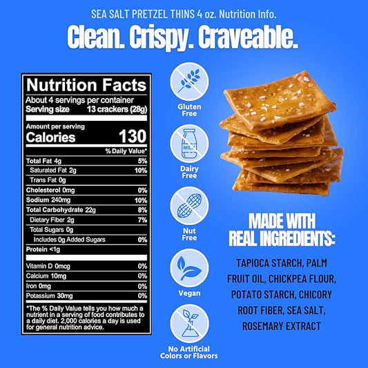 Every Body Eat Snack Pretzel Thins, Allergen Friendly, Vegan, Gluten Free and Grain Free (6 Count, Pretzel)