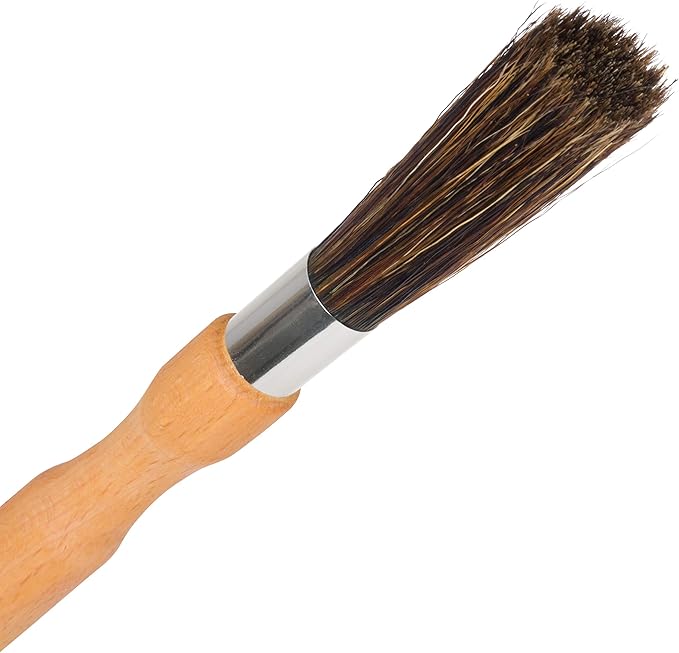 Redecker Natural Pig Bristle Espresso Maker Brush with Oiled Beechwood Handle, Narrow Brush Head Reaches Tight Spaces, Hanging Loop for Storage, 8 inches, Made in Germany
