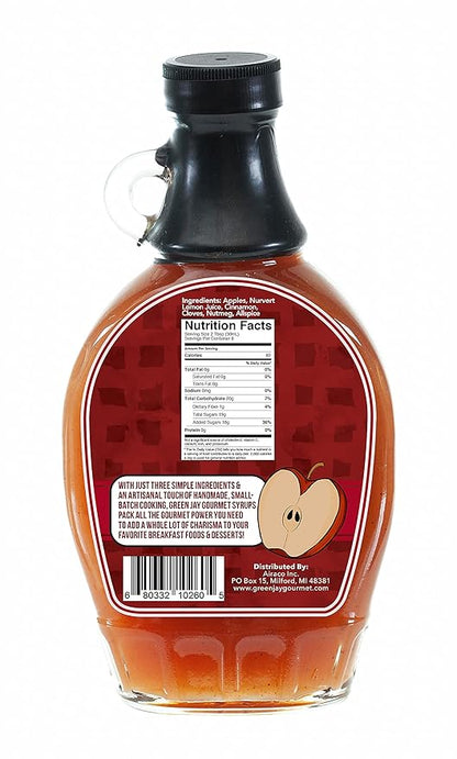 Green Jay Gourmet Apple Butter Syrup - Premium Breakfast Syrup with Sweet Apples, Spices & Lemon Juice - All-Natural, Non-GMO Pancake Syrup, Waffle Syrup & Dessert Syrup - 8 Ounces