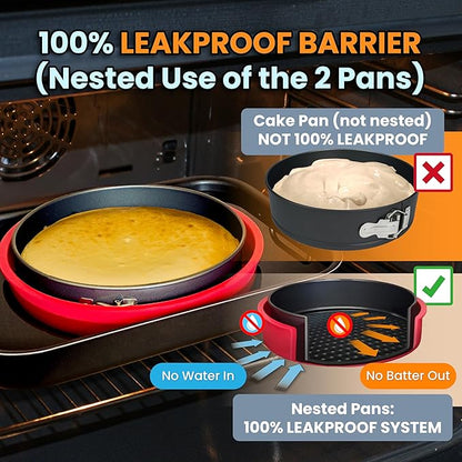 Springform Pan 9 Inch NONSTICK - 9 Springform Cheesecake Pan with LEAKPROOF SILICONE PANprotector - Spring Form Pans 9 Inch - Cheese Cake Pans for Baking in WATER BATH NO FOIL WRAP