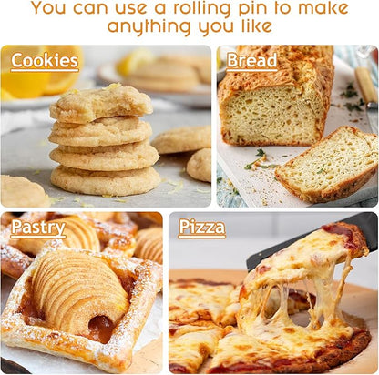 Rolling Pin Dough Roller for Baking with Thickened Non Stick Silicone Metal Handle Rolling Pin Stainless steel Fondant Roller Pin Cookie Pastry Kitchen Accessories 13.8 X 1.5 Inches