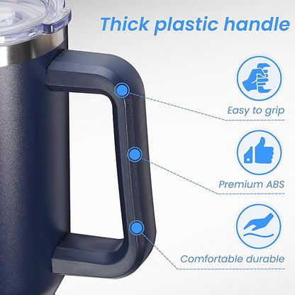 DOMICARE 40 oz Tumbler with Handle and Straw, Stainless Steel Tumbler with Lid and Straw, Reusable Vacuum Insulated Cup, Travel Coffee Mug, Navy Blue, 1Pack