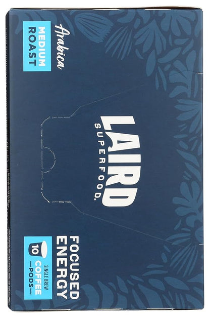 Laird Superfood K-Cups with Functional Mushrooms - Focused Energy, 10ct - Plant-Based Blend of Lions Mane Mushrooms, Rhodiola Extract, and Coffee Cherry - Delicious and Convenient