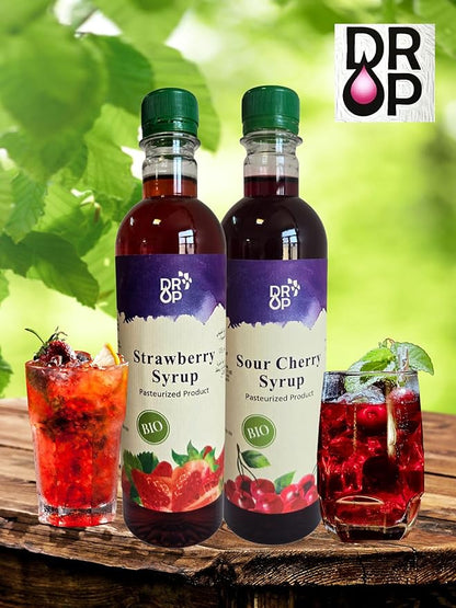 DROP Pure Organic, Variety Pack, Flavor Bio Syrup, Natural Fruit Syrup – 30% Fruit Concentrate for Drinks & Desserts 16.9 fl oz Bottles (Pack of Three)