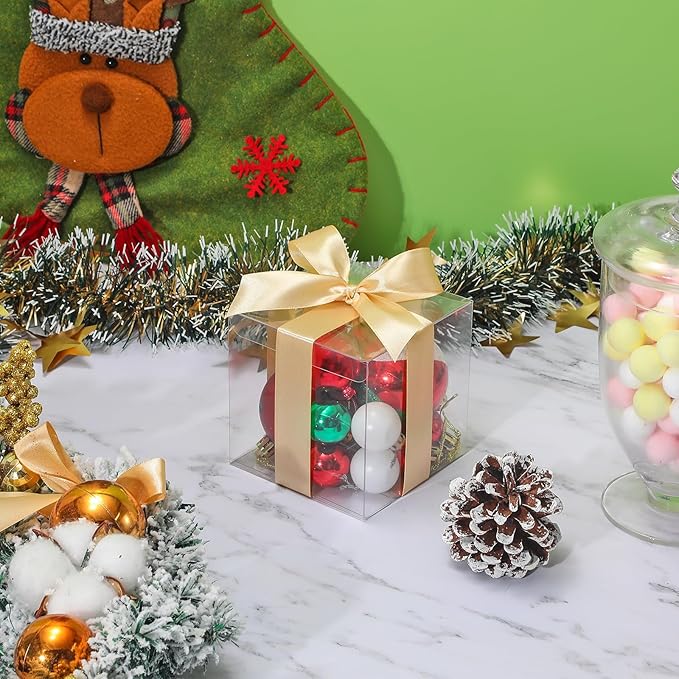COTOPHER 35 Pcs Clear Candy Apple Boxes, 4x4x4 Inches PET Material Clear Caramel Apple Box, Candy Apple Boxes with Hole Plastic Gift Box for Wedding Favors Baby Shower
