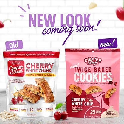 Cooper Street Cookies Twice Baked Italian Biscotti Cookies - Lemon Blueberry, Orange Cranberry and Cherry White Chunk | Crispy, Light and Healthy Cookies | Peanut & Dairy Free | 20oz | 3 Pack