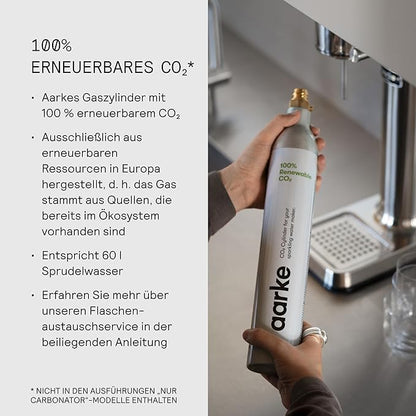 Aarke Carbonator lll, Sparkling & Carbonation Water Machine, Stainless Steel with PET BPA-Free Reusable Bottle Volume 1L/34 fl oz (Matte Grey)