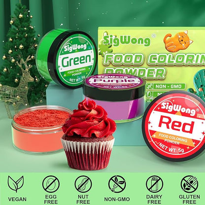 Food Coloring Powder - 6 Colors Vibrant Powdered Edible Food Coloring, Upgraded Food Grade Food Dye Powder for Baking, Cake Decorating, Cookies, Icing, Cooking, Slime Making Kit and DIY Crafts - 5g/Bottles