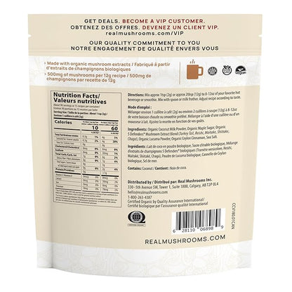 Real Mushrooms Functional Coconut Creamer with Reishi, Lucuma & Ceylon Cinnamon – Organic, Dairy-Free – Vegan Coffee Creamer for Smoothies & Drinks – 90 Servings Organic Cream Coconut Powder