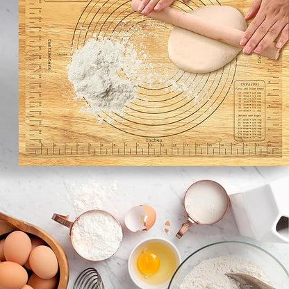 Montex Pastry Board with Measurement 24'' x 20", Wooden Kneading Board, Pastry Board for Rolling Dough, Pastry Baking Board with Counter Lip