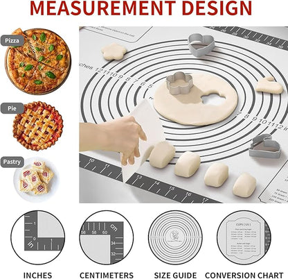 Non Stick Silicone Pastry Mat,Silicone Dough Rolling Mat Baking Mats Silicone for Baking Sheets Large Silicone Mat for Baking Fondant Pie Crust Pizza and Cookies Mat Heavty Duty Kitchen Counter Mat
