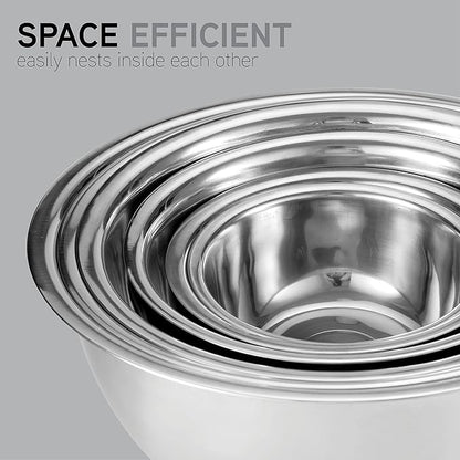 COOK WITH COLOR Stainless Steel Mixing Bowls Set - Nesting Bowls, 6 Pieces, Silver
