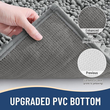 Arotive Luxury Chenille Bathroom Rug Mat, Extra Soft Thick Absorbent Shaggy Bath Rugs, Non-Slip Machine Wash Dry, Plush Bath Mats for Bathroom, Shower and Tub, 40x32, Grey