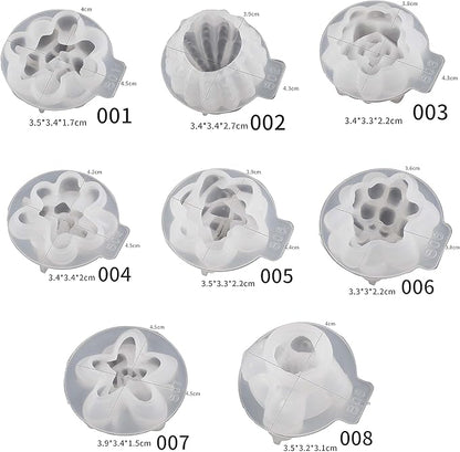 8 Pack Flower Succulent Candle Mold Resin Casting Silicone Molds for Home Decor & Candle Making Wave Spiral Mold