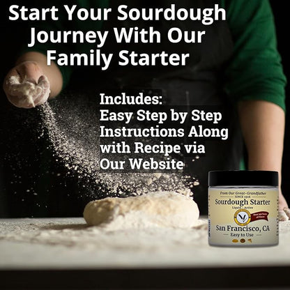 109 Year Old San Francisco Sourdough Starter Culture | Est. 1916 by our great-grandfather | Easy to follow instructions | Includes detailed instructions and recipe |