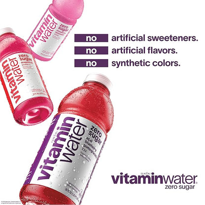vitaminwater Zero Sugar Squeezed Lemonade Nutrient Enhanced Flavored Water Beverage, 20 fl oz Bottles, 12 pack