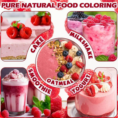 Raspberry Powder - 100% Natural Freeze Dried Raspberry Powder, No Additive Natural Food Coloring, Ideal for Baking, Smoothies, Beverages, Yogurt Bowls, Non-GMO, Vegan - 3oz