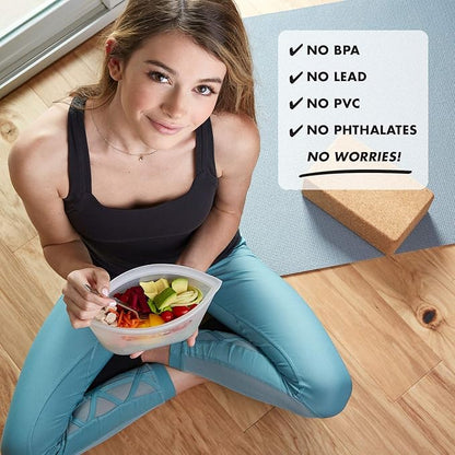 Zip Top Reusable Food Storage Bags | Short Cup [Lavender] | Silicone Meal Prep Container | Microwave, Dishwasher and Freezer Safe | Made in the USA