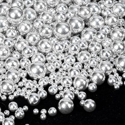 Twisweet Silver Pearl Sprinkles for Cake Decorating, Edible Sugar Pearls for Baking, Mix Size, Cake Topper Cupcake Cookie Ice Cream Dessert Decorations, Valentines Birthday Christmas Supplies (130g/4.58oz)