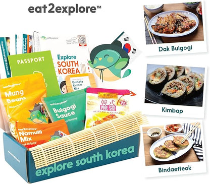 eat2explore Cooking Kits for Kids – Interactive & Educational Kids Cooking Sets Real for Ages 5 and Up,3 Recipe Cards & Global Ingredients – Fun Gift for Young Chefs (South Korea Edition)