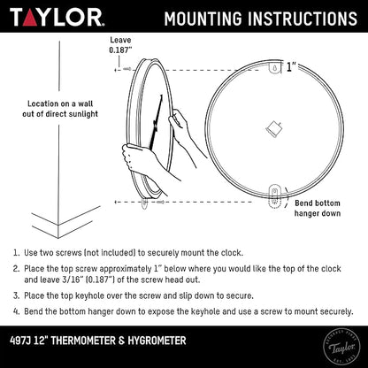 Taylor Precision Products Humidiguide Dial Thermometer (12-Inch), White, One Size