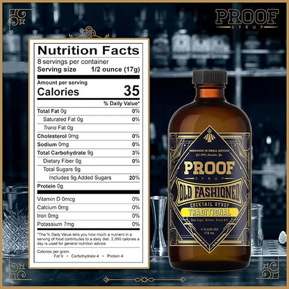 Proof Syrup - Old Fashioned Cocktail Mix - Made with Real Bitters & Cane Sugar - Traditional Flavor - Fast, Easy, Delicious, Handcrafted Cocktail Syrup - 4oz
