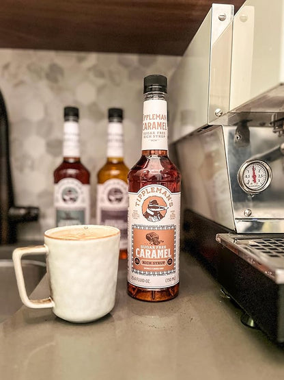 Tippleman's Sugar Free Caramel Coffee Syrup, Zero-Sugar, Great for Drinks, Lattes & Espressos – 750ml Bottle Fits Pump