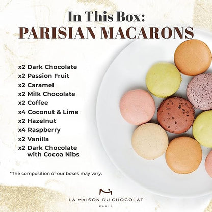 La Maison Du Chocolat Premium Macaron Gift Box - 24pcs Gourmet French Dark Chocolate Filling with Shells in Assorted Flavors