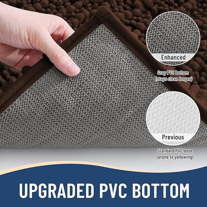 Arotive Luxury Chenille Bathroom Rug Mat, Extra Soft Thick Absorbent Shaggy Bath Rugs, Non-Slip Machine Wash Dry, Plush Bath Mats for Bathroom, Shower and Tub, 40x24, Brown