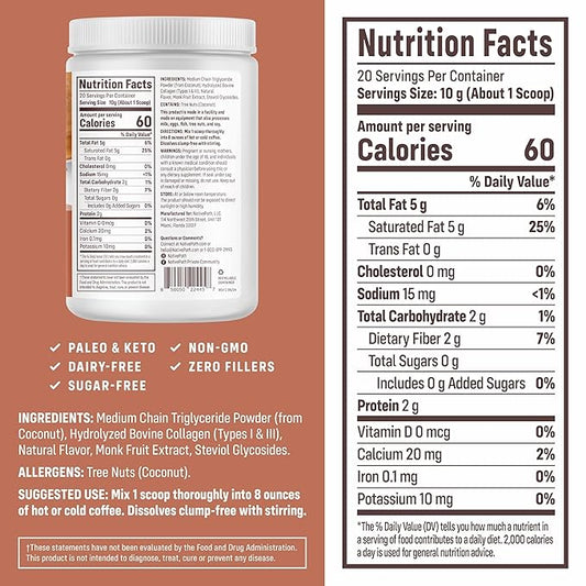 NativePath Keto Coffee Creamer Powder Vanilla Chai — Keto-Friendly, Non-Dairy & Low Sugar Creamer. Made with Grass-fed Collagen Protein Powder, MCT Oil & Monk Fruit. Soy & Gluten Free (7.1 OZ)