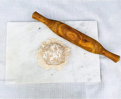 KC KULLICRAFT 8×12 White Marble Cheese & Charcuterie Serving Board – Natural Marble Cutting Board & Pastry Slab with Non‑Slip Feet – Premium Stone Kitchen Tray Gift.