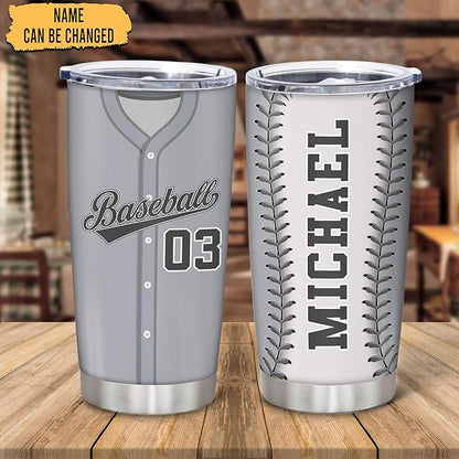 Hyturtle Personalized Baseball Tumbler Baseball Players Design Stainless Steel Double Walled Vacuum Insulated Tumblers 20oz30oz Coffee Travel Mug Cup Christmas Gift For Men Boys Friends Dad Sports Fan