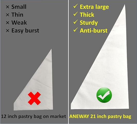 21 Inch Extra Large Piping Bags,100 Pack Disposable Pastry Bags,Thick Anti-Burst Icing Piping Pastry Bags For Frosting Decorating Cake Cupcake Cookie (21 Inch-100 Pack)