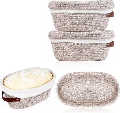 Stackable Cotton Banneton Proofing Basket Set– 2 x 10 inch Round Bread Basket, Sourdough Baking Tools for Artisan Bread Makers