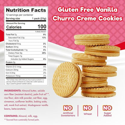 ChocZero Churro Dunkies – Sugar Free Cinnamon Vanilla Sandwich Cookies, Keto Friendly, Low Net Carb, High Fiber, Gluten Free – 9oz Box