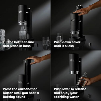 Aarke Carbonator Pro, Sparkling & Carbonation Water Machine, Stainless Steel with Glass Reusable Bottle Volume 800 mL/27 fl oz and CO2 Cylinder (Sand)