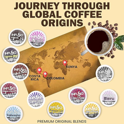 InfuSio Coffee Pods 96 Count Italian Roast Dark Roast Single serve Coffee pods for Keurig K Cups Brewers - InfuSio Premium Roasted Keurig 2.0 Compatible