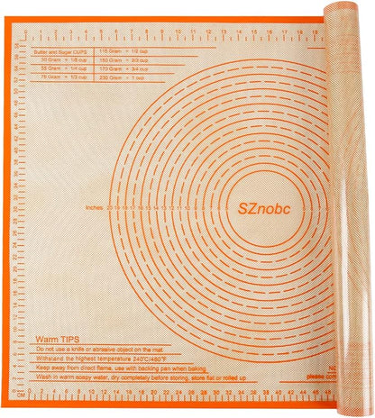 Silicone Pastry Mat 34'' By 26'' Extra Large Baking Mat with Measurements for Dough Rolling, Kneading Board, Kitchen Counter Mats, Perfect for Dough, Pastry, Fondant, Cookies, Bread, Pasta, Pizza