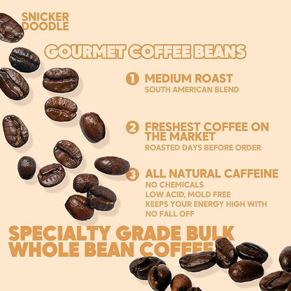 Sarasota Coffee Whole Bean Snickerdoodle Sugar Cookie | Medium Roast Gourmet Flavored Coffee Beans | Low Acid, Mold Free, Specialty Grade Bulk Coffee Beans | 5lb (80 oz)