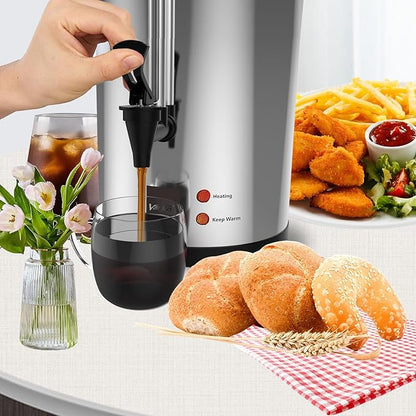 Valgus Commercial Grade Stainless Steel Coffee Urn 110-Cup 16L Coffee Maker with Percolator Coffee Dispenser for Quick Brewing for Large Crowds for Wedding, Parties, Catering Events